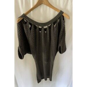 Jessica Simpson Sparkling Gray Knit Sweater Dress Fitted Dolman Sleeves medium